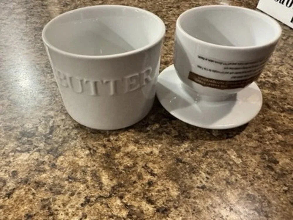 French Butter Dish with Lid, Ceramic Butter Keeper, Softens Butter Spread